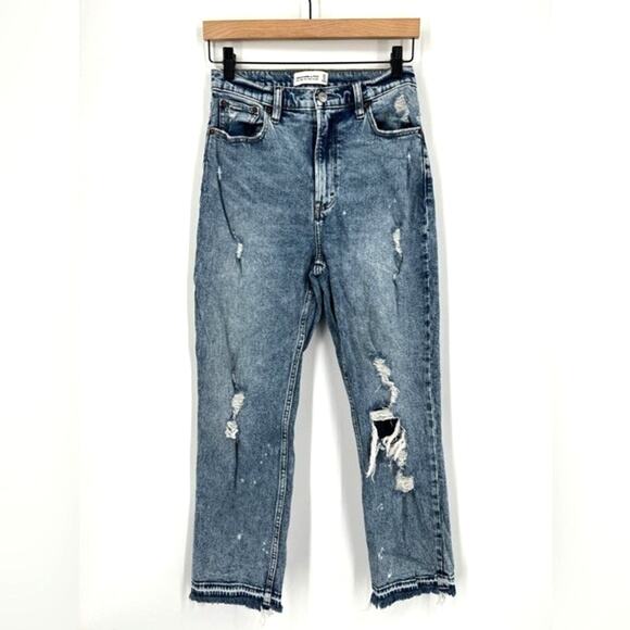 Abercrombie & Fitch Curve Love Ultra High Rise Ankle‎ Straight Jeans Size 4 - Picture 1 of 11
